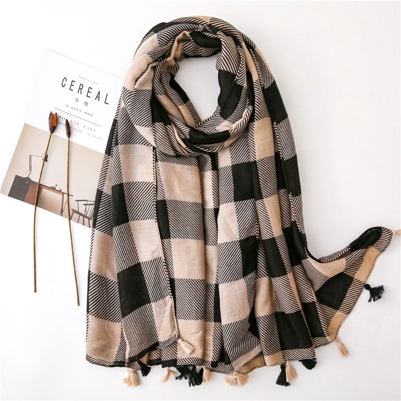 

Women Scarf Shawl Foulard Femme Winter Autumn Print Silk Cotton Scarf Shaw Designer Brand Luxury Women Fashion Plaid Scarf