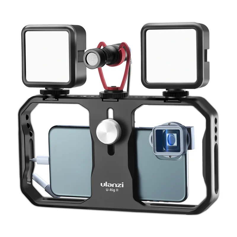Ulanzi U-Rig II Metal Vlog Cage Case Video Rig Grip Filmmaking Phone Stabilizer Tripod Mount for iPhone Android | Электроника
