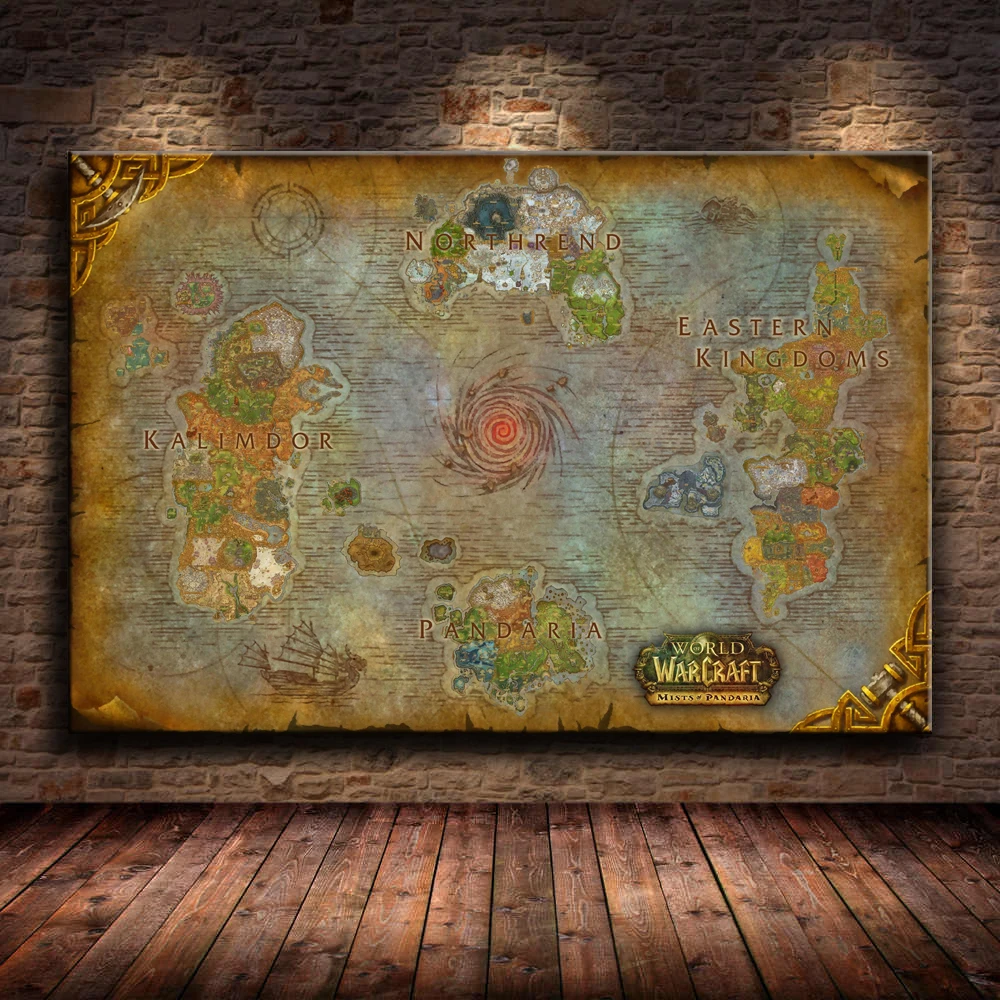 Без рамы Плакат Украшение живопись World of Warcraft 8,0 карта на HD холсте Картина на холсте настенная живопись холст