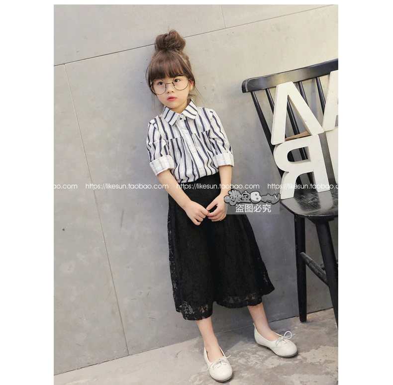 Spring New Style Childrenswear Hot Selling Korean-style Versatile Lace Girls Capri Loose Pants 2352