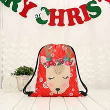 Модный комплект веревок Рождественский мешок с цифровым 3d-рисунком букет карман мешок на шнурке Рождественский рюкзак