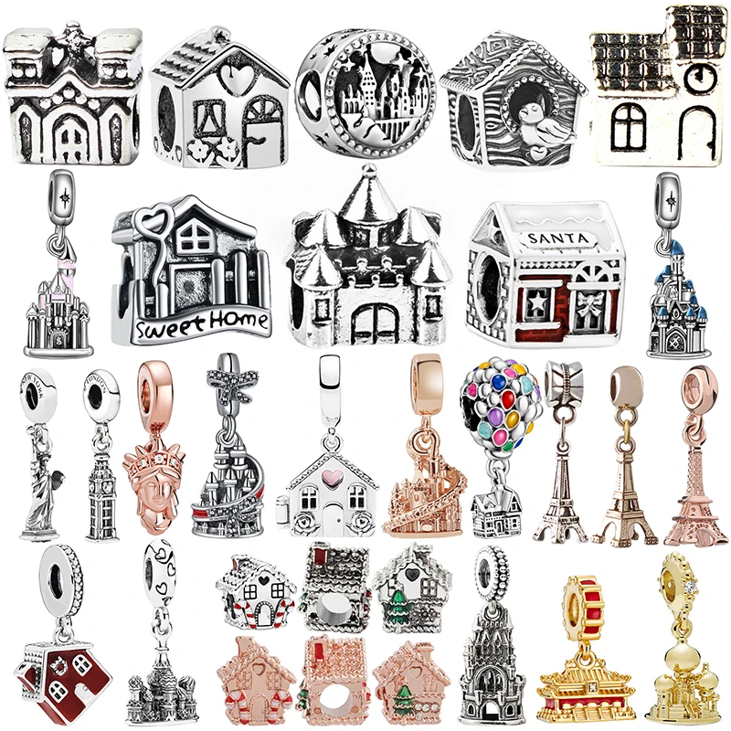 

Disneys Fairy tale Princess castle Pendant Fit Original Pan Charms Bracelet Magic castle house Beads Women jewelry DIY Girl Gift