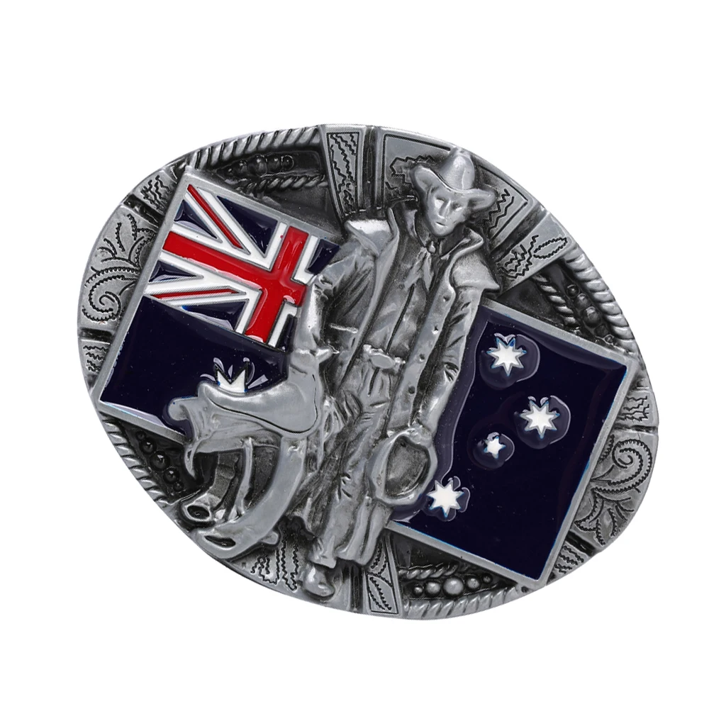 Zinc Alloy Vintage Classic Knight Australian Flag Western Cowboy Cowgirl Belt Buckle 