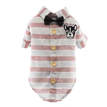 Топ-хлопковая футболка в полоску с отворотом для щенков; костюм для собак; футболки; цвет розовый; XL