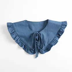 Sitonjwly Fashion Denim Detachable Collar for Women Sweater Top Fake Collar Shawl Shoulder Wrap Decor Female Shirt False Collars