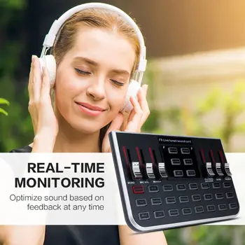

1 Set F8 Live Sound Card English Version 6 Modes Voice Mixer Microphone Webcast Entertainment Streamer for Phone Computer