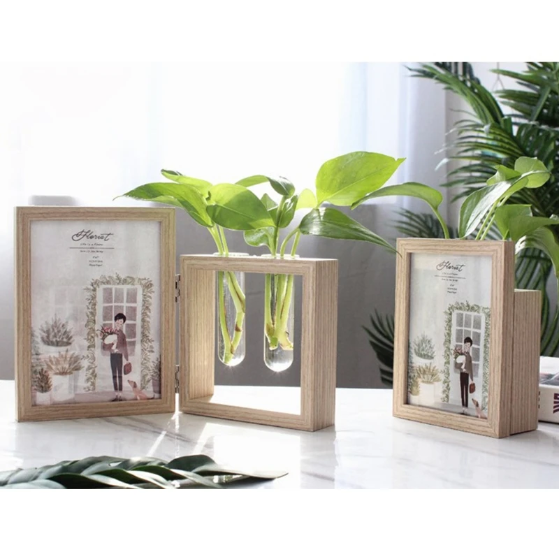 Wood Picture Frame Photo Albums and Plant 2 Vase Combo Glass Planter Terrarium | Дом и сад