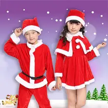 Комплекты одежды; Высококачественный хлопковый костюм с круглым вырезом и длинными рукавами для девочек; Рождественский костюм Санта-Клауса с круглым вырезом для выступлений