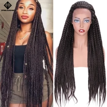 Весеннее солнце синтетические парики на кружеве темно-коричневый длинный ящик коса парик фиолетовый бесклеевой Плетеный для афро женщин повседневная одежда