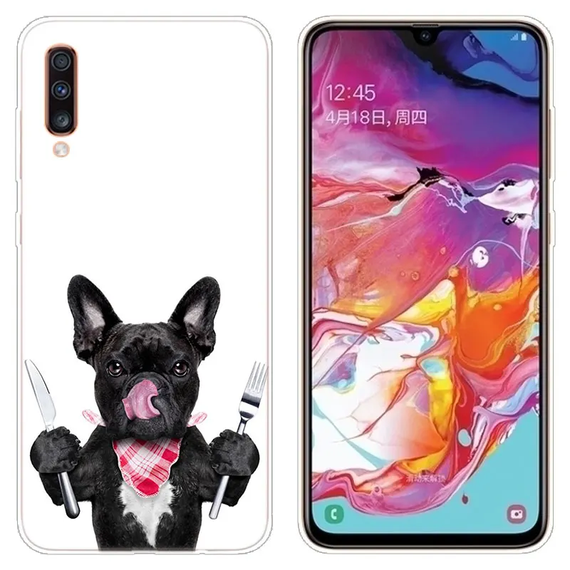 Французский Собака породы бульдог Мопс мягкий чехол для samsung Galaxy A90 A80 A70 A60 A50 A40 A30 A10 A20E A2CORE A9 A7 A8 A6 плюс A5