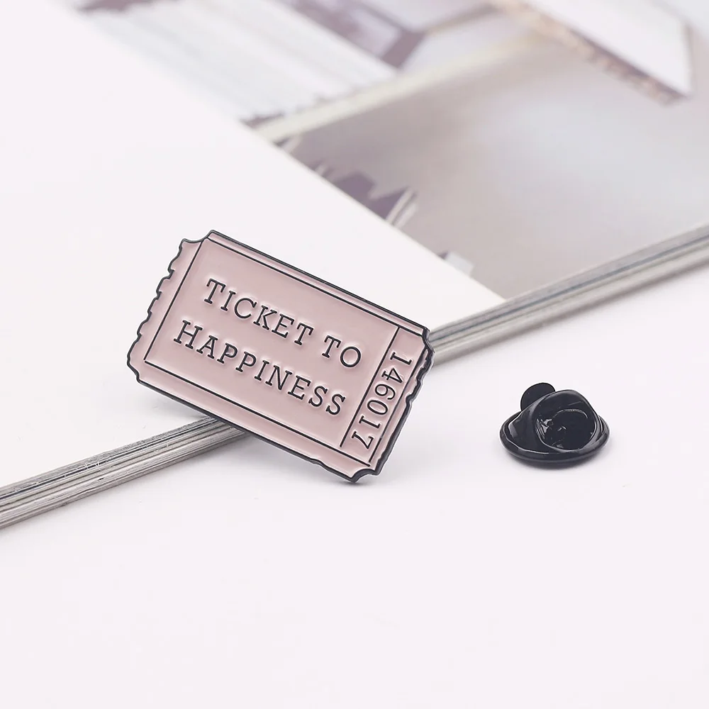 Ticket Pink Милые фигурки комиксов, эмалированные булавки "A Bean", смешная жизнь, броши, кошачья тематика, НЛО, тикулы, панк, одиночка, клуб, череп, скелет, броши - Окраска металла: Ticket Pink