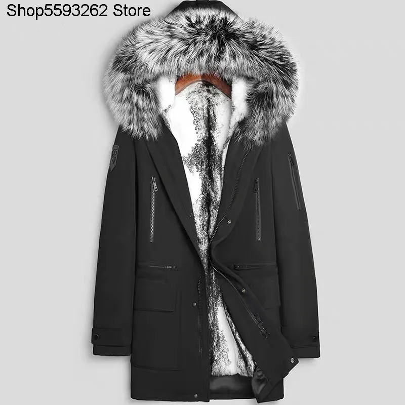 

2020 Pai Overcome Male Fur One Piece Fox Mao Collar Rex Rabbit Liner Genuine Leather Medium Length Money Coat Coat Male