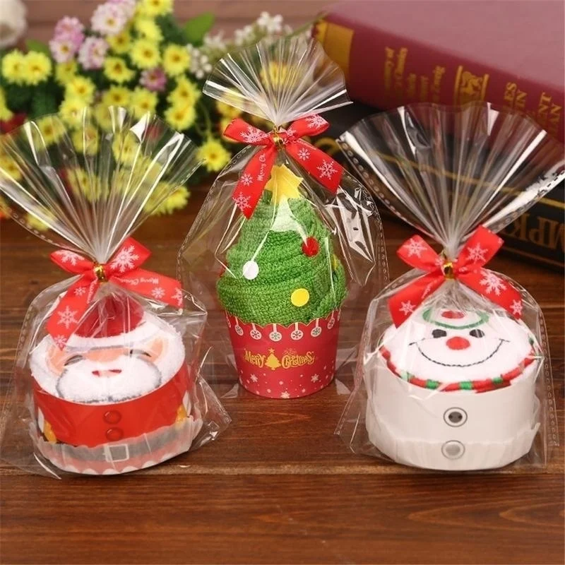 Santa Claus Snowman Christmas Tree Cake Modelling Cotton Towel Creative Gifts Size 30*30cm | Дом и сад