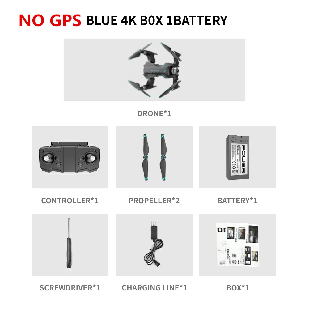Blue 4K Box 1B Радиоуправляемый квадрокоптер S20 Дрон gps 4K HD Двойная камера 5G wifi FPV складной селфи Дрон профессиональный оптический поток 500 м дальние расстояния - Цвет: Blue 4K Box 1B