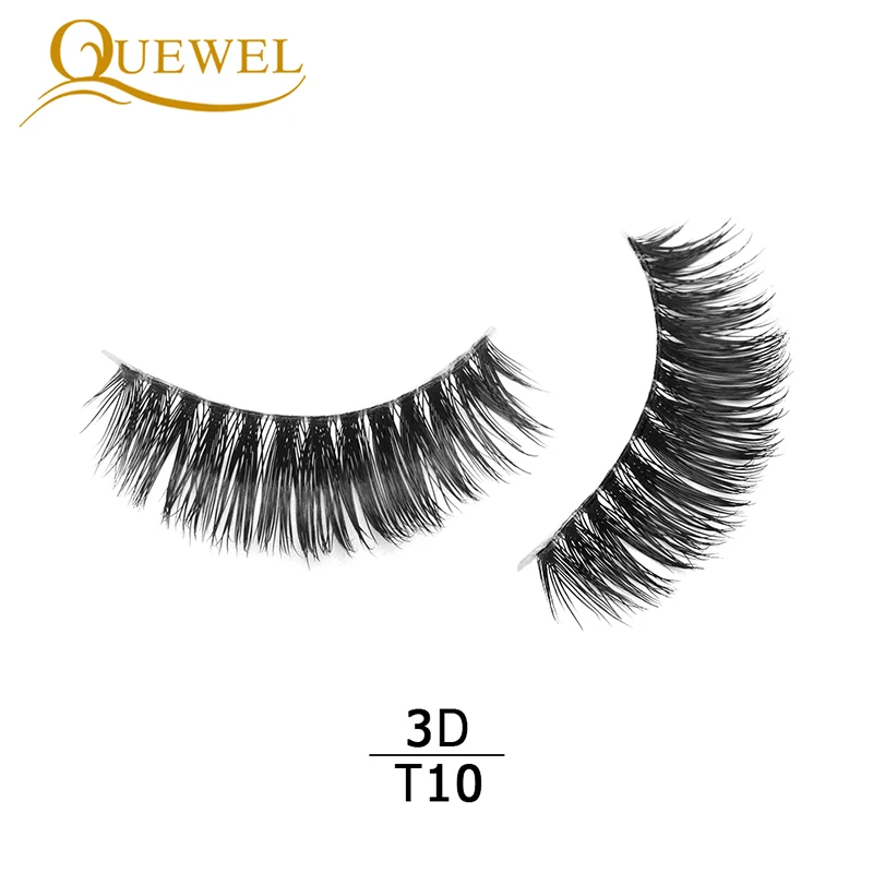 3D-T10 Quewel норковые накладные ресницы 3D невидимые тонкие Ленточные ресницы прозрачные Ленточные ресницы многоразовые длинные толстые Популярная Косметика Инструмент - Цвет: 3D-T10