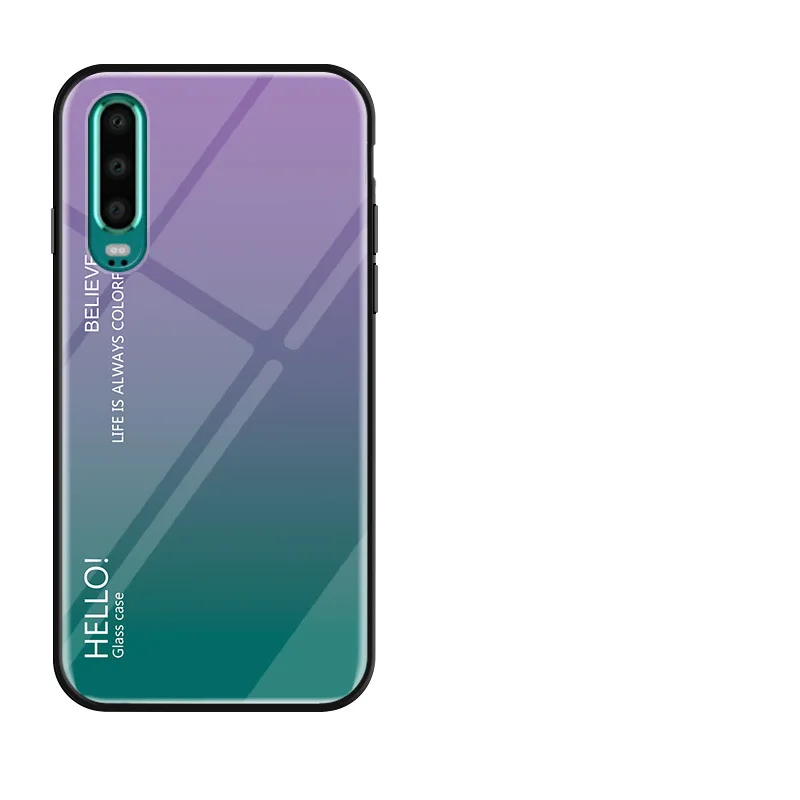 E Роскошное градиентное закаленное стекло для huawei Honor V20 Honor 8A 8C 8X Max Note 10 mate 20X10 Lite защитный чехол для P Smart - Цвет: E