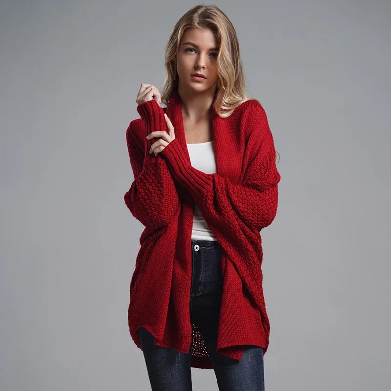 

Autumn Winter Batwing Sleeve Knitwear Cardigan Women Casual Knitted Sweater Cardigan Female Fashion Elegant Jumper Coats