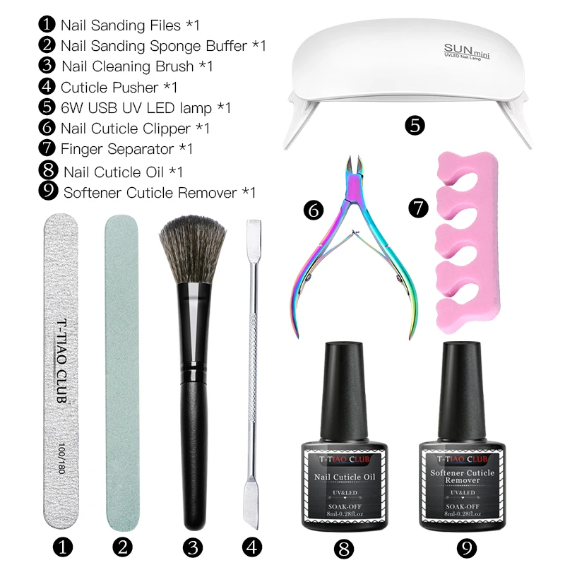 Комплект инструментов для маникюра, шлифовальная губка для ногтей, буферная Шлифовальная Пилка, толкатель для кутикулы, щетка для чистки ногтей, клипер для кутикулы, сепаратор для пальцев