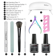 Комплект инструментов для маникюра, шлифовальная губка для ногтей, буферная Шлифовальная Пилка, толкатель для кутикулы, щетка для чистки ногтей, клипер для кутикулы, сепаратор для пальцев