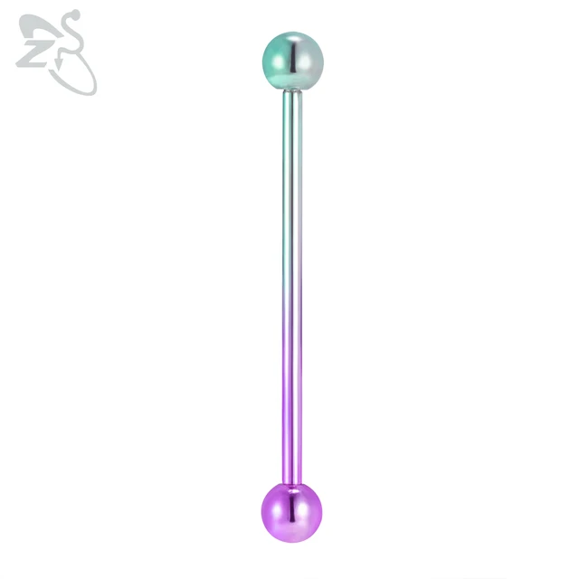 ZS 1 PC Colorful Stainless Steel Long Industrial Barbell Ring For Women Men 14g Snake Ear Tragus Helix Ear Piercing Body Jewelry Style 15