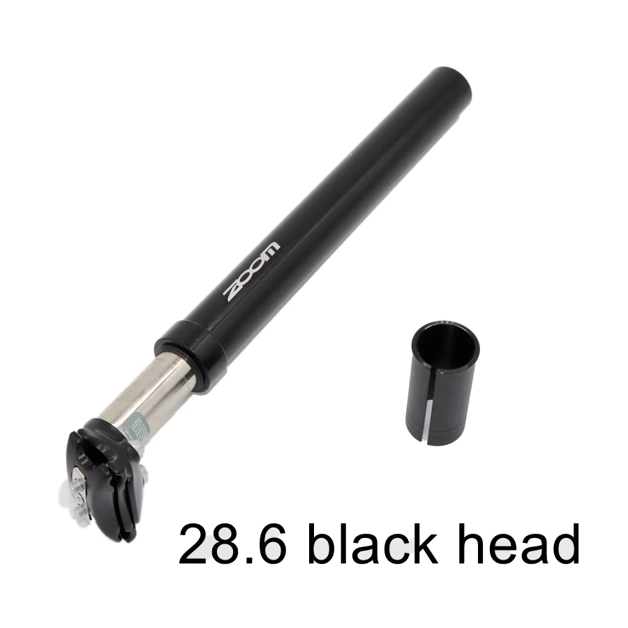 28.6 black head Зум Подвеска Подседельный штырь для горного велосипеда 27,2/28,6/30,0/30,4/31,6/33,9*350 мм Подседельный штырь алюминиевый велосипед задний амортизатор амортизации на подседельную трубу рамы - Цвет: 28.6 black head