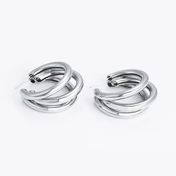 

BG-330 Gold and Silver color round Drop Earring for Women Alloy Trendy Three-layer earrings Ear Accessories Hot