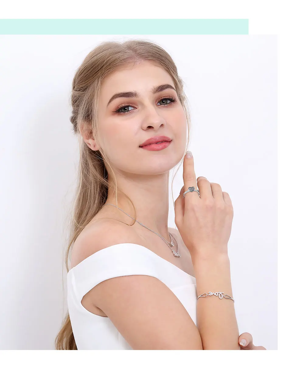 Подлинный eleshe, 925 пробы, серебряное, кубическое, циркониевое, хрустальное, сердце, кольцо на палец для женщин, свадебное, модное ювелирное изделие, бижутерия, подарок