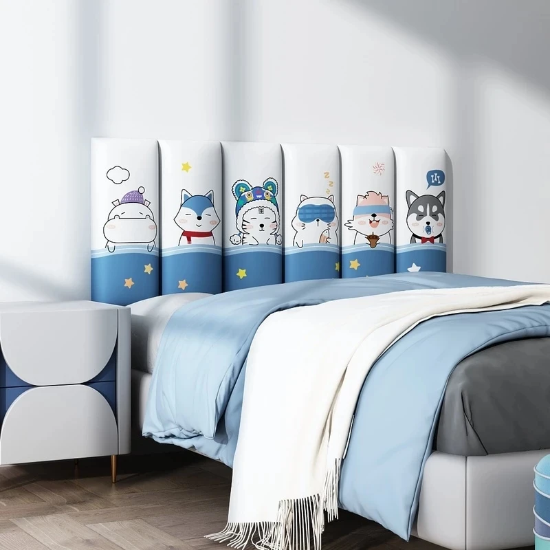 Cartoon Animal Headboards Soft Pack Kids Anti Collision 3D Wallsticker Tatami Self Adhesive Cabecero Teen Room Decor Tete De Lit