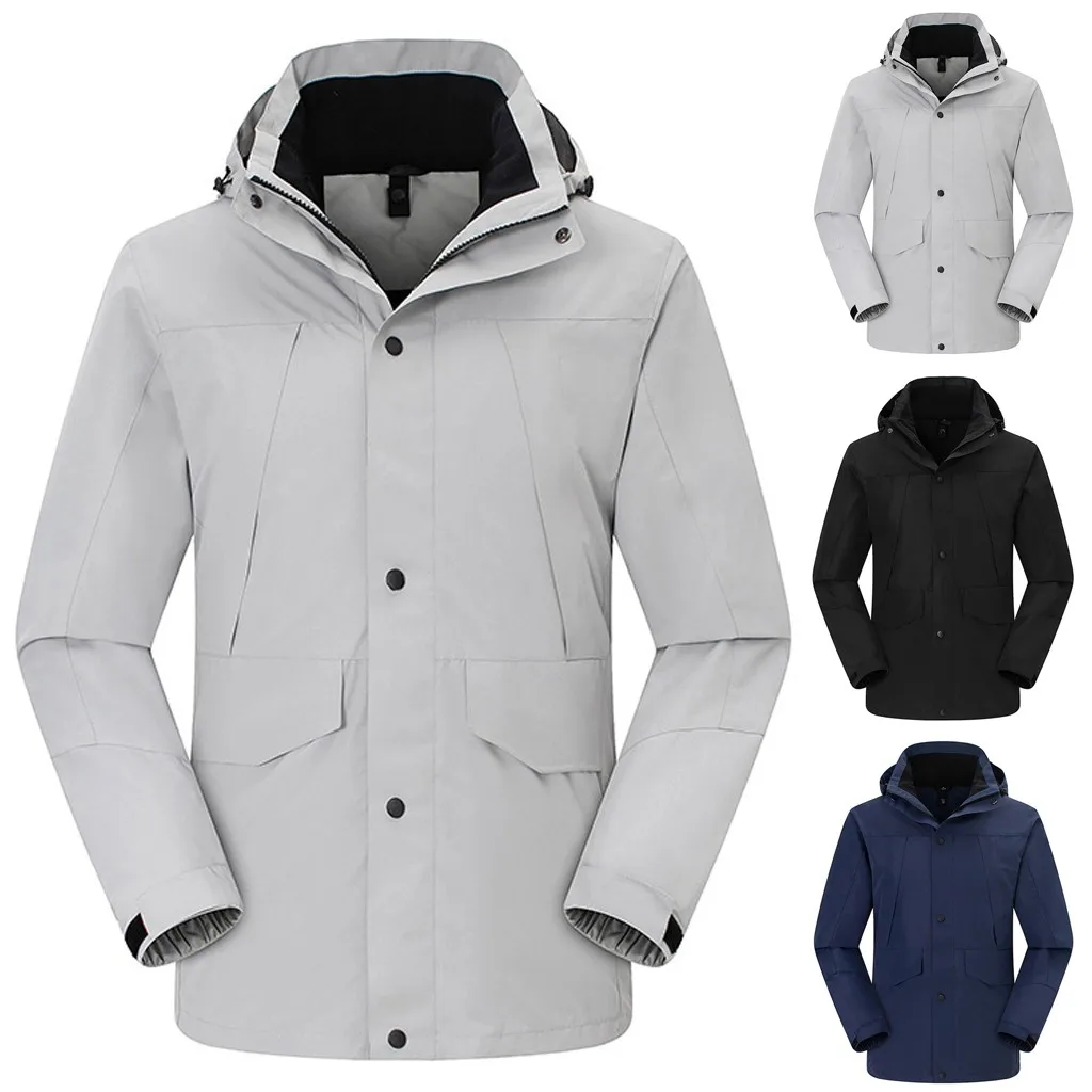 JAYCOSIN Men's jacket winter waterproof jacket warm hooded inner pocket men's outdoor windproof cold padded jacket