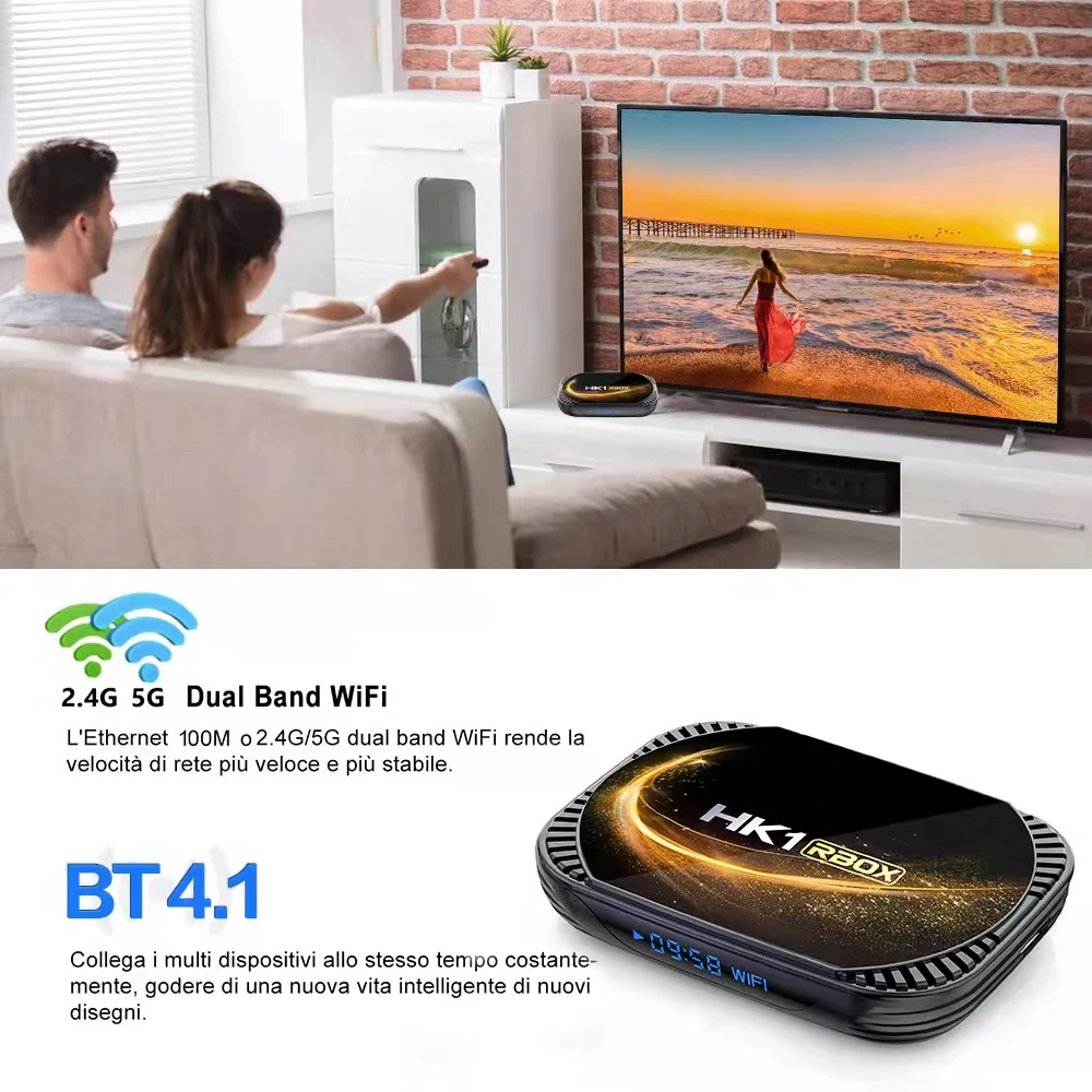 HK1 RBOX X4S 100M TV BOX Android 11 Amlogic S905X4 Dual Wifi AV1 Support 4K Google Voice Assistant Youtube Media Player