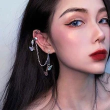 

Fashion Female Ear Bone Clip Super Fairy Butterfly Ear Bone Clip Korean Version Alloy Punk Cool Ear Studs In One Earring Jewelry