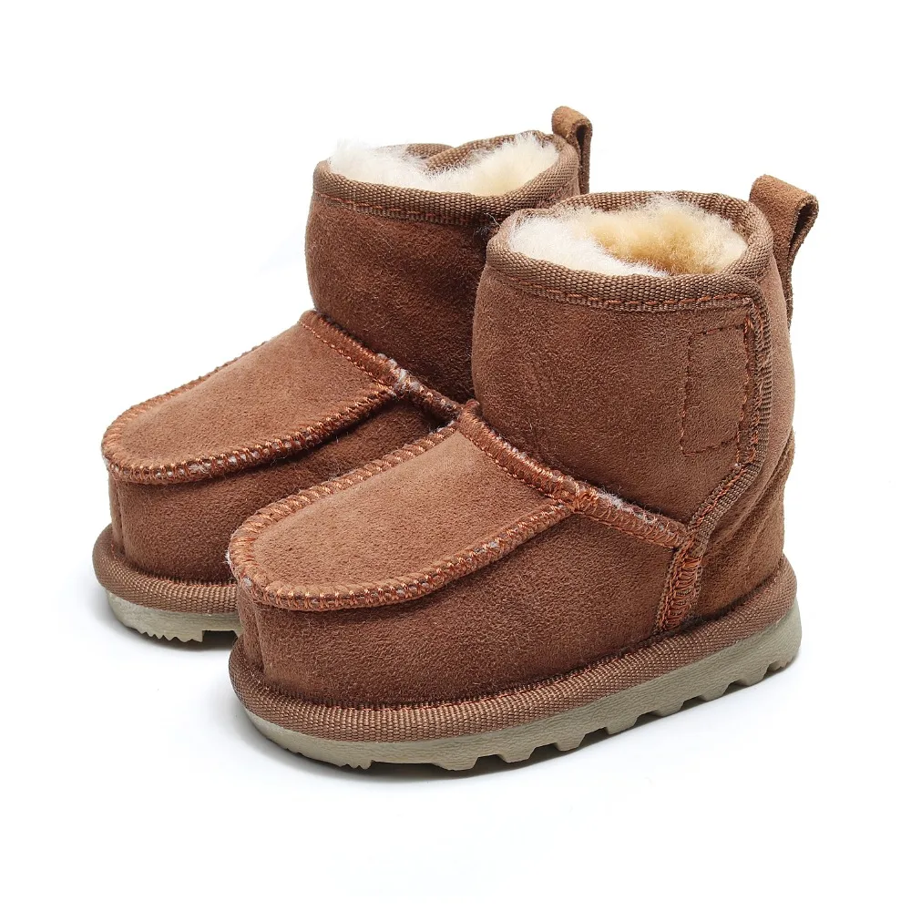 Geanuine/кожаная обувь в австралийском стиле; детские зимние ботинки для мальчиков и девочек; детские зимние ботинки из овечьей кожи; обувь на натуральном меху для детей; Новинка года