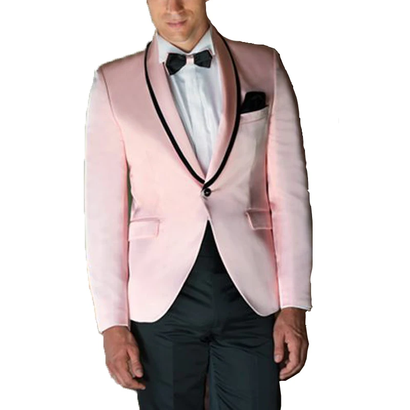 Wedding Costume Slim Fit 2020 Men's Suit for 2 Pieces Tuxedo Pink Party Prom Groom Suits | Мужская одежда
