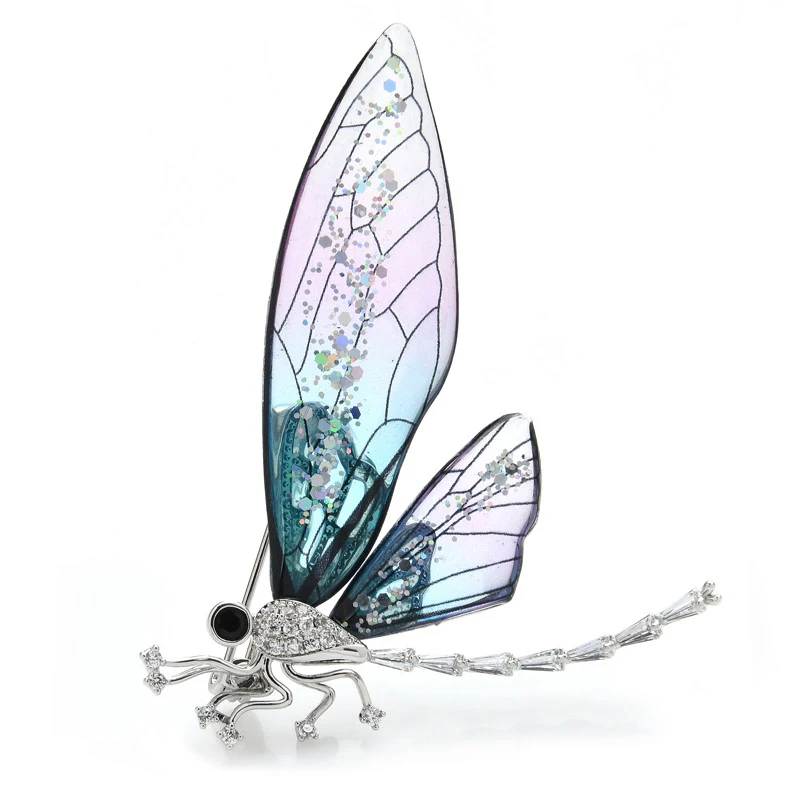 

Exquisite Fashion Transparent Color Wing Dragonfly Brooches Women Weddings Banquet Coat Dress Brooch Pin Birthday Gifts