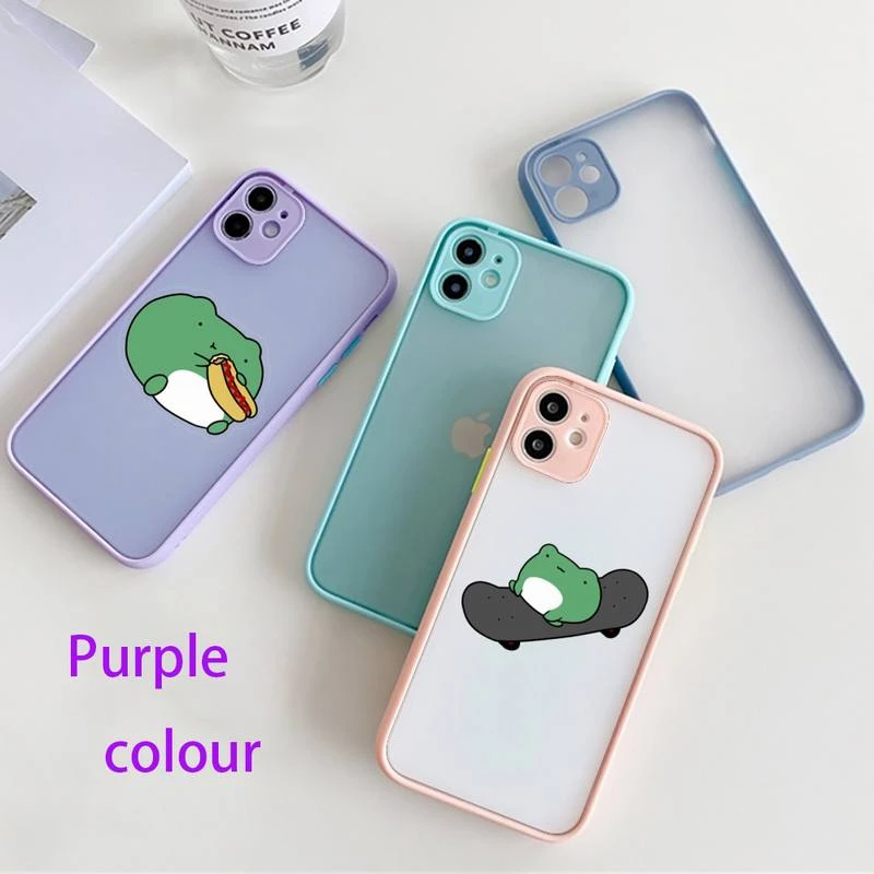 Cute Little Frog Phone Case Or Iphone 12 11 Pro Max Xr Xs Max X Se2 6s 7 8 Plus Hard Shockproof Purple Case Phone Case Covers Aliexpress
