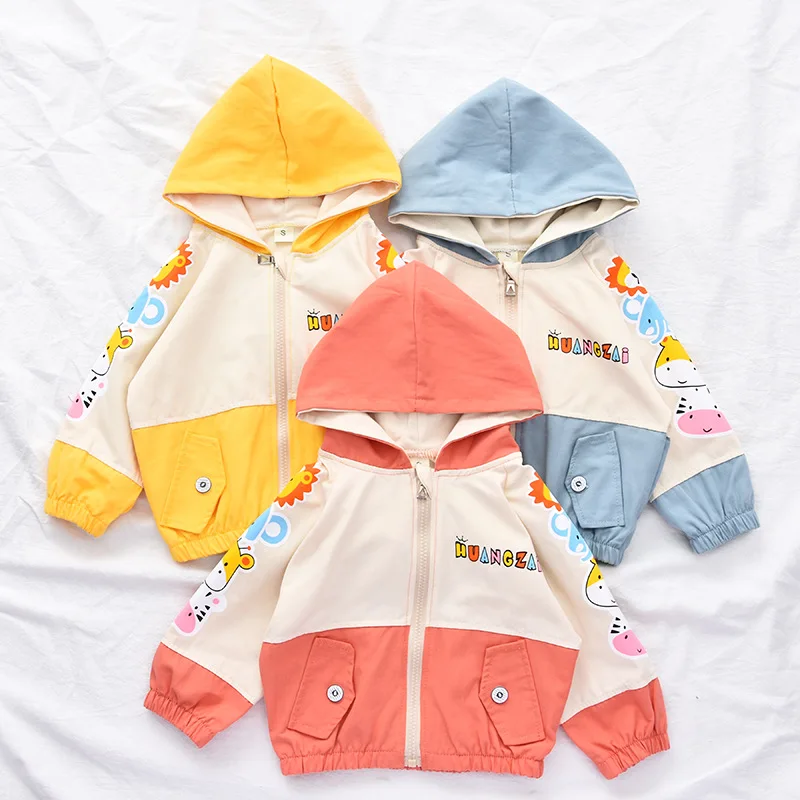 Toddler Clothes Boys Jackets Children Hooded Zipper Windbreaker Baby Fashion Cartoon Coat Infant Hoodies For Girls