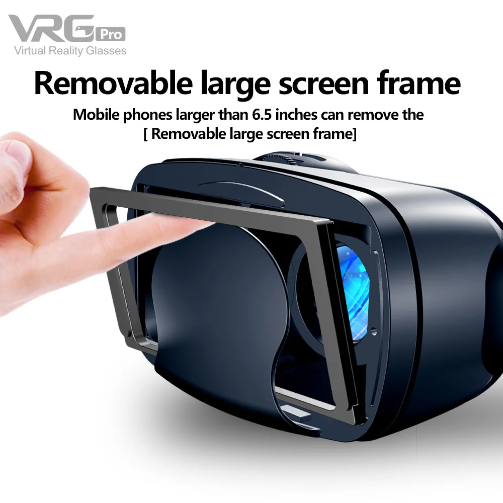 VRG Pro 3D VR Glasses Virtual Reality Full Screen Visual Wide-Angle VR Glasses For 5 To 7 Inch Smartphone Eyeglasses Devices