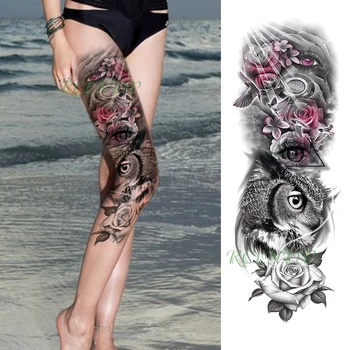 

Waterproof Temporary Tattoo Sticker bird owl flower eyes full arm fake tatto flash tatoo sleeve tato for men women