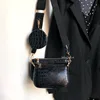 Vintage Crocodile women shoulder bag luxury designer wide strap Crossbody bag chain Sling bag pu leather ladies 3 bag set wallet ► Photo 3/6