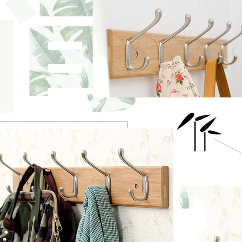5 крючков настенный многофункциональный крючок, крючки для пальто вешалка для полотенец Держатель для одежды Крючок для пальто настенная дверь бамбуковая деревянная вешалка деко