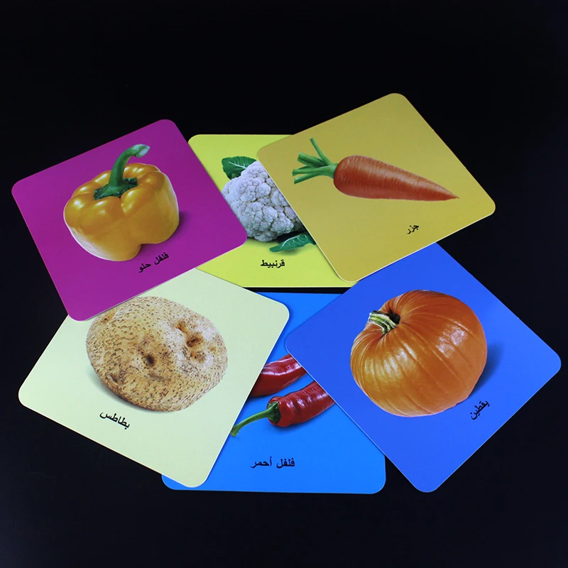 Baby Learning Arabic Animal/Fruit/Color/Shape FlashCards for Children Montessori Educational Toys Memorie Games Kids Table Game Baby & Toddler Toys classic