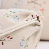 Literary Cotton Linen Drawstring Bag Vintage Flower Plant Coffee Gift Candy Packaging Bags Women Travel Pouch Storage Coin Purse ► Photo 3/6