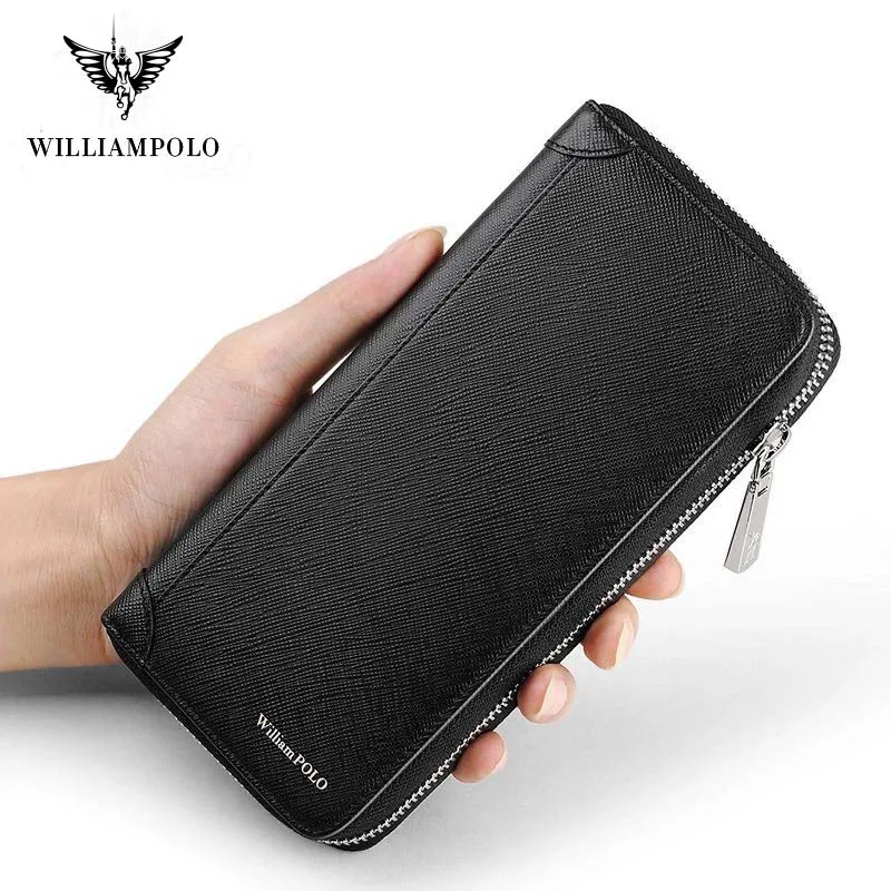 

Men Wallet luxuryGenuine Leather Male Purse Long Zipper Cowhide Wallet brand Clutch Bag Phone Card Coin Purse pl311-2