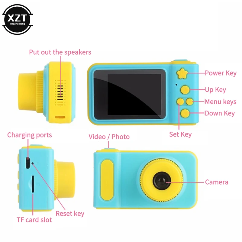 Детская игрушечная мини-камера милый видеокамера Перезаряжаемые Цифровой 1080P TF карты с 2-дюймовым Экран дисплея Развивающие игрушки для детей