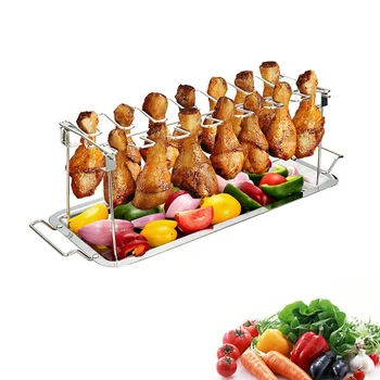 

Chicken Wing Leg Rack Grill Smoker Oven Stainless Steel Vertical Grill Roaster for BBQ Multi-Purpose Chicken Leg Oven Grill Rac