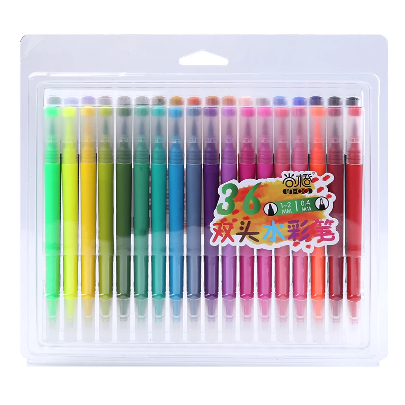 Новая Цветная кисть с двумя наконечниками, художественный маркер, акварельные ручки, тонкая подводка и кисть для раскрашивания, рисования, рисования, манга, каллиграфии - Цвет: 36 Colors