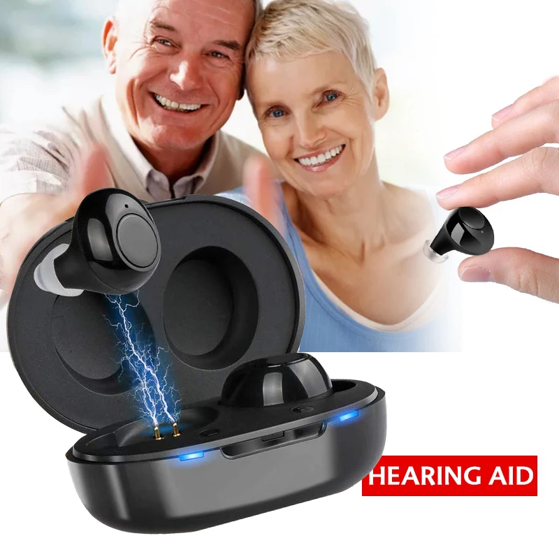  1 Pair USB Rechargeable Mini In Ear Portable Invisible Hearing Aids Assistant Adjustable Tone Sound