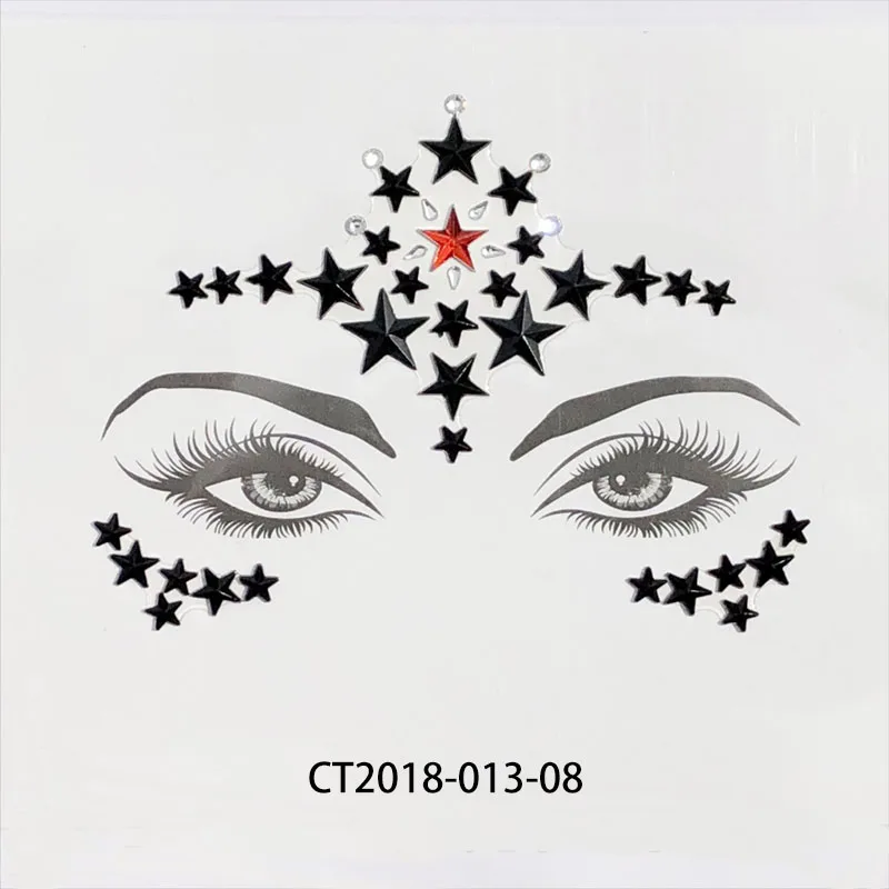 Украшения для лица временная татуировка наклейка тело драгоценные камни Цыганский фестиваль украшение вечерние украшение для лица тату Красота Макияж инструмент - Цвет: CT2018-013-08