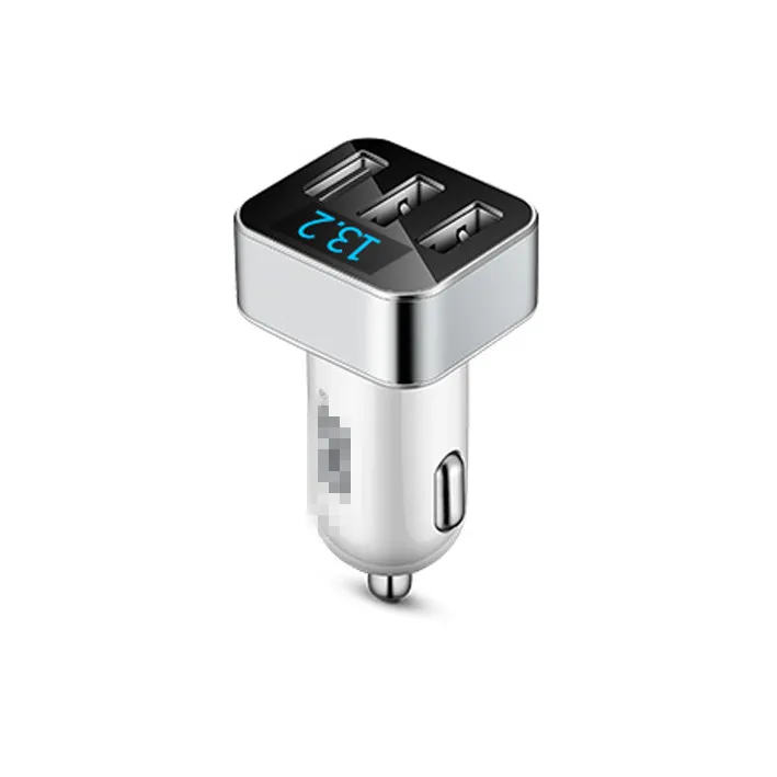 AY-T16 серебряное автомобильное зарядное устройство тройной USB три USB порта зарядное устройство DC 12 В 24 В 3.1A автомобильный прикуриватель Dilplay экран 26 мм LF1