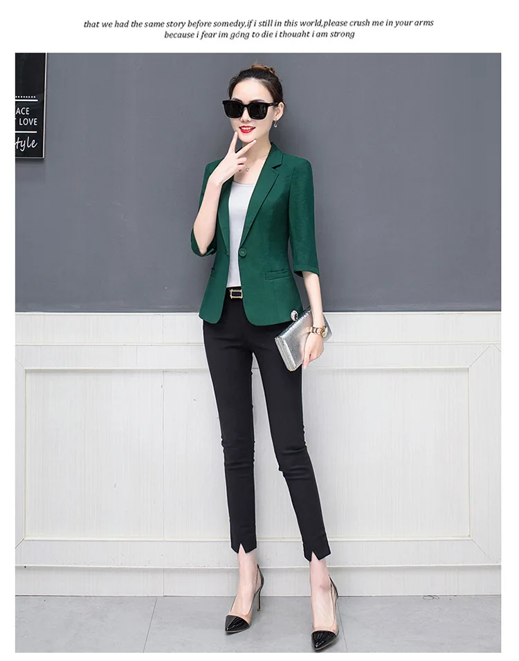 Photo Shoot 8269# Spring And Summer Autumn Korean-style Three-quarter-length Sleeve Solid Color Small Suit Slim Fit Slimmin